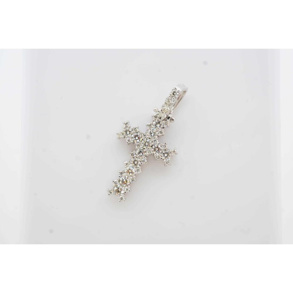 Estate Sale 1.75TCW Diamond Cross Pendant 14k White Gold F-G VS2 Estate Jewelry - Picture 3 of 7